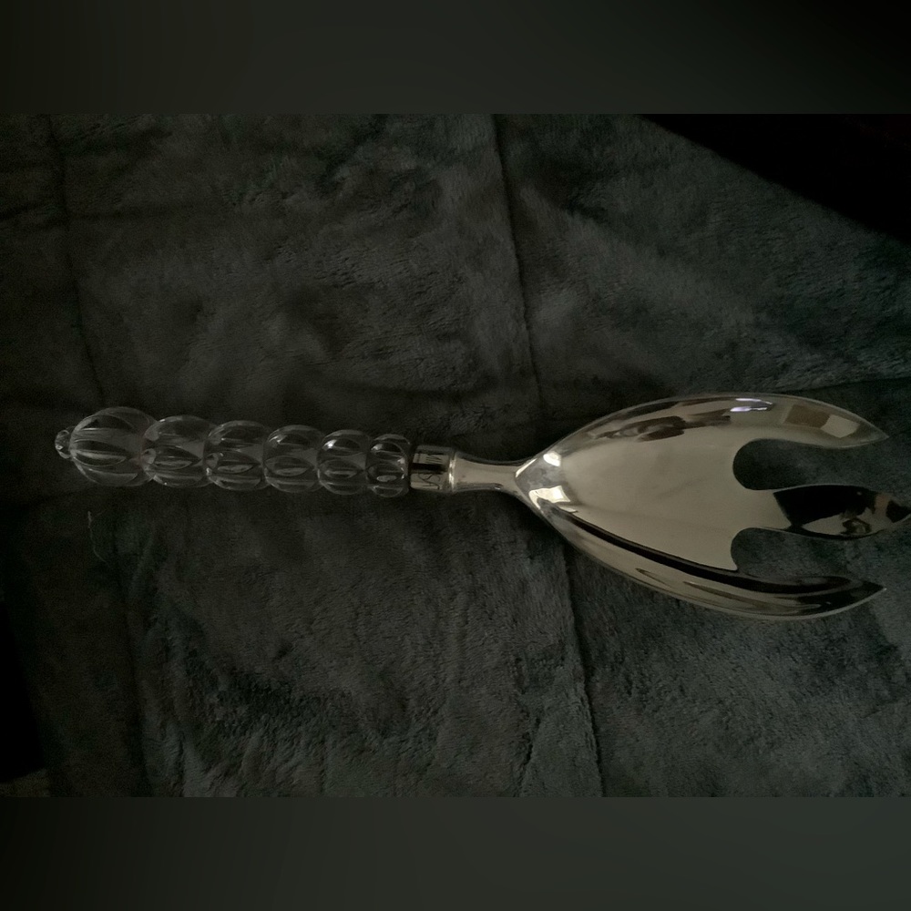 Mikasa silver plate and crystal serving spork.  Never used.  In velvet box.